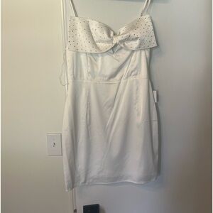 Blue Blush Madida Rae Sequin Bow White Mini Dress Size L